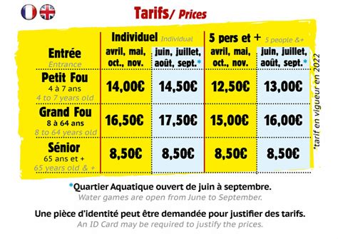 Horaires et tarifs